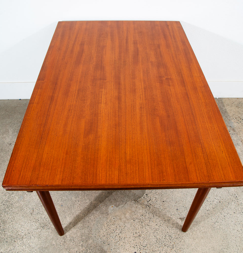 Mid Century Denmark Modern Dining Table Rectangle Teak Draw Leaf Extension x2 - Image 3