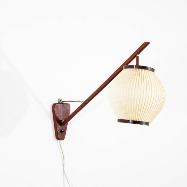 Mid Century Modern Danish Hanging Lamp Wall Sconce Solid Teak Wood Functional VG - Image 2