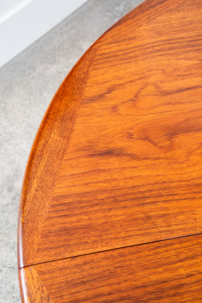 Mid Century Danish Modern Dining Table Round Teak Vejle Stole Circular Restored - Image 7