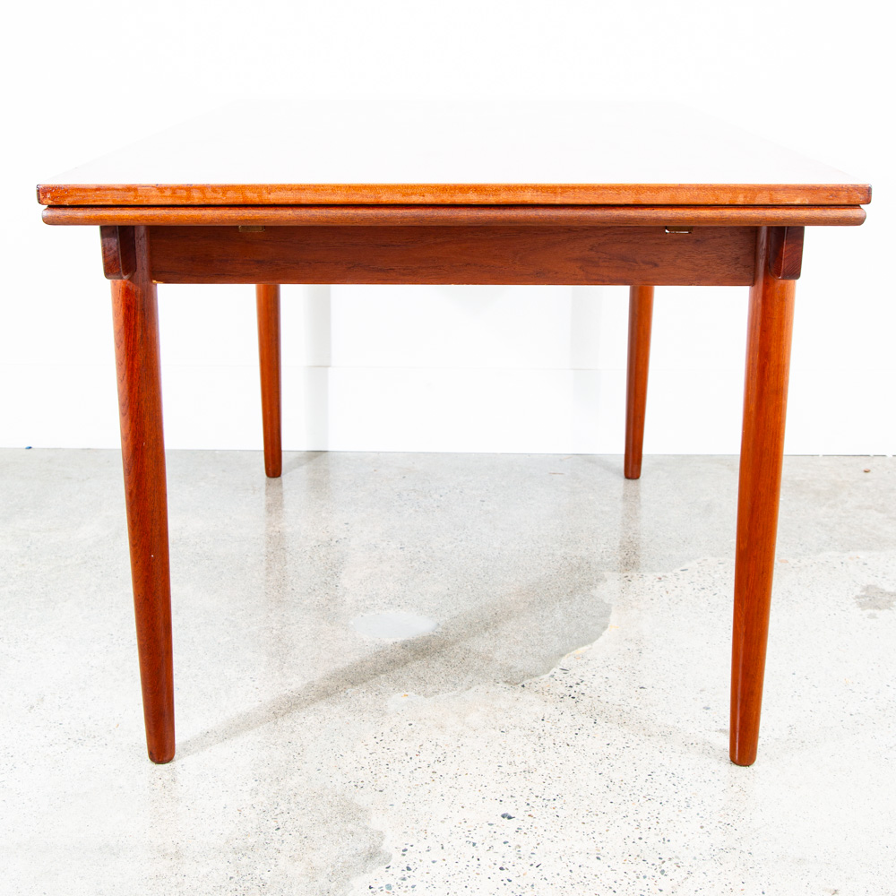 Mid Century Denmark Modern Dining Table Rectangle Teak Draw Leaf Extension x2 - Image 7