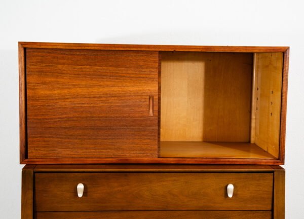 Mid Century Modern Wall Unit Cabinet Walnut Mobler Sliding Doors Mcm Germany - Image 8
