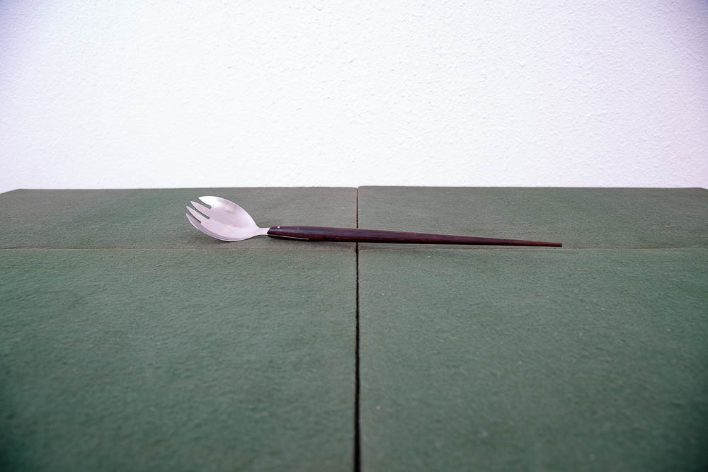 Mid Century Danish Modern Serving Utensils Pair Rosewood Steel Spoon Fork Two NM - Image 3