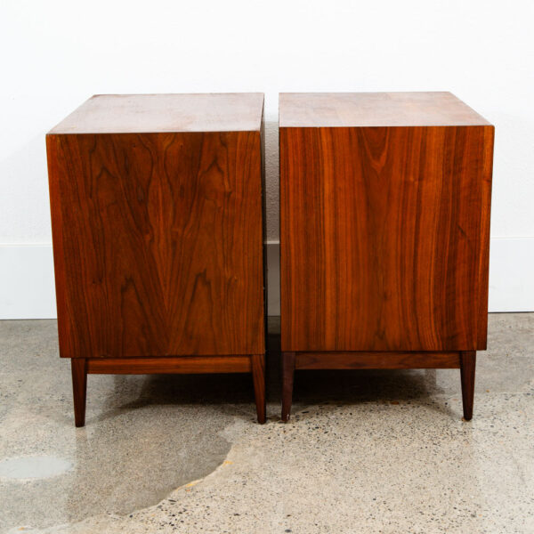 Mid Century Modern Nightstands End Side Tables Dillingham Esprit Walnut Drawer - Image 3