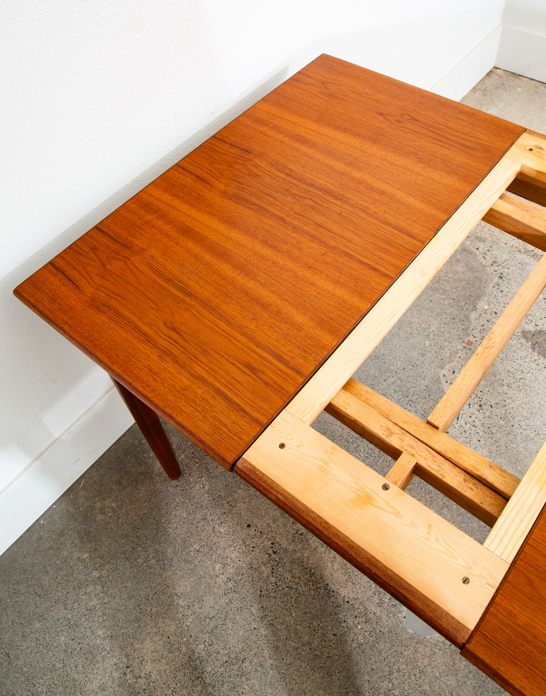 Mid Century Denmark Modern Dining Table Rectangle Teak Draw Leaf Extension x2 - Image 8