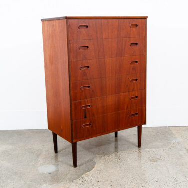 Mid Century Danish Modern Highboy Dresser 6 Drawer Teak Denmark Round Handle
