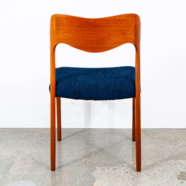 Mid Century Danish Modern Dining Chair Niels J.L Moller #71 Teak Dk Blue Denmark - Image 5