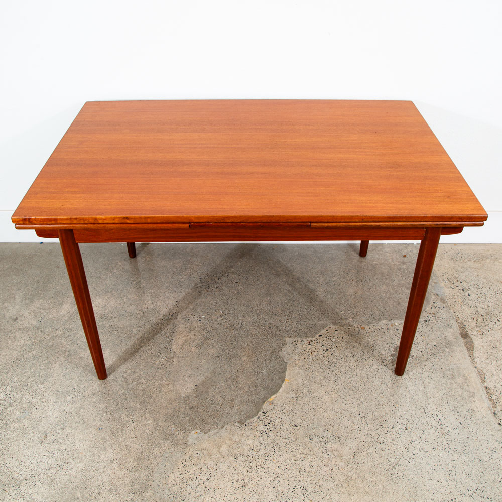 Mid Century Denmark Modern Dining Table Rectangle Teak Draw Leaf Extension x2 - Image 5