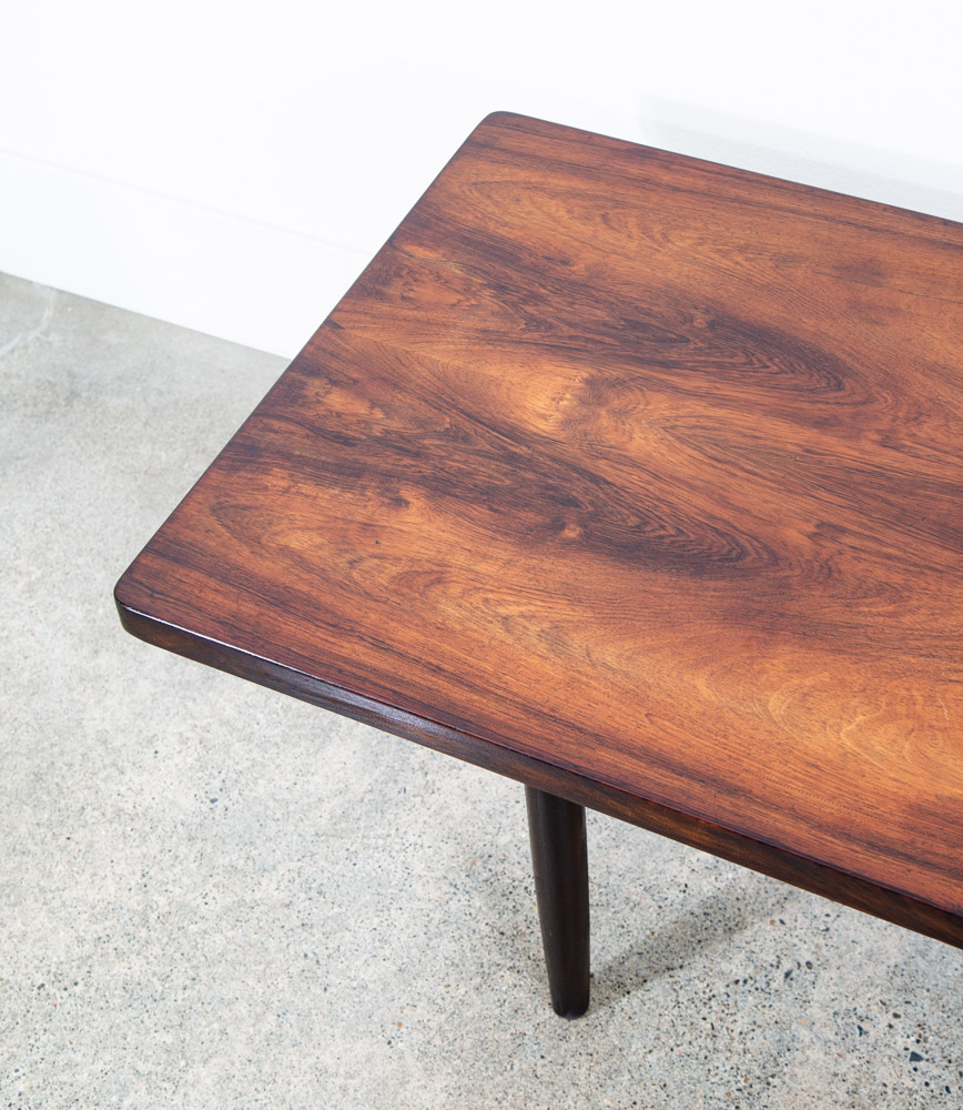 Mid Century Danish Modern Coffee Table Rosewood Mcm Vintage Surfboard 55 in Mcm - Image 10