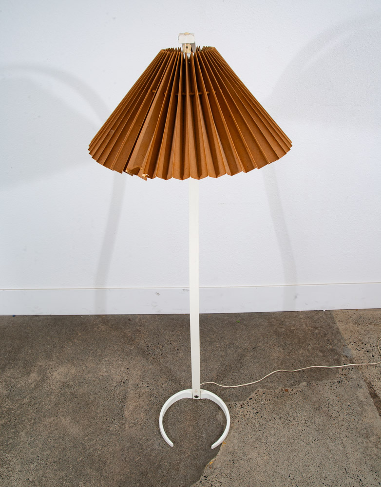 Mid Century Modern Floor Lamp Caprani Bentwood Shade MCM White Danish 60s-70s - Image 3