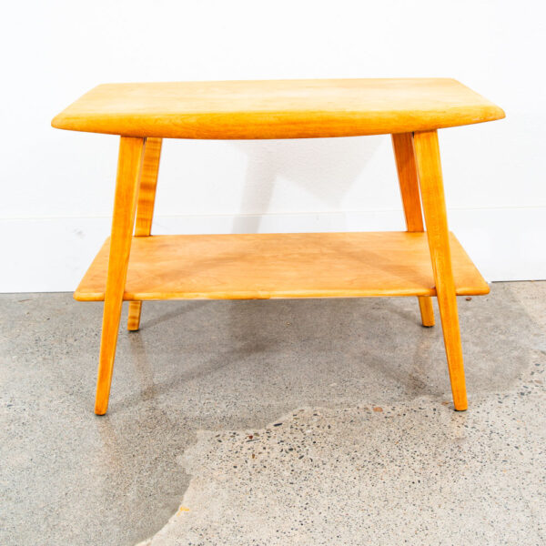 Mid Century Modern Coffee Table Heywood Wakefield Blonde Wood Birch Maple Shelf - Image 2