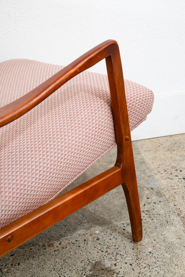 Mid Century Danish Modern Lounge Chairs Set 2 Salmon Pink Peach Armchairs Mcm - Image 9