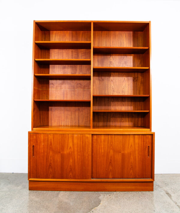 Mid Century Danish Modern Credenza Bookshelf Cabinet Teak Shelves Poul Hundevad - Image 2