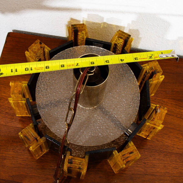 Mid Century Modern Chandelier Light Black Fogged Glass Lamp Chain Vintage Mcm - Image 10
