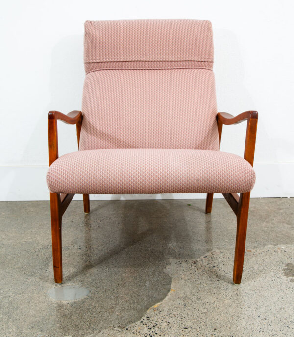 Mid Century Danish Modern Lounge Chairs Set 2 Salmon Pink Peach Armchairs Mcm - Image 3