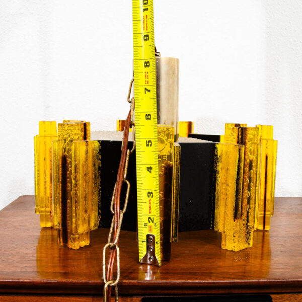 Mid Century Modern Chandelier Light Black Fogged Glass Lamp Chain Vintage Mcm - Image 11