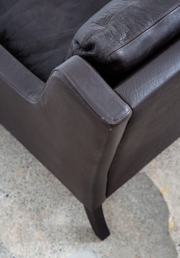 Mid Century Danish Modern Lounge Chair Black Leather Arm Denmark Mcm Armchair NM - Image 9