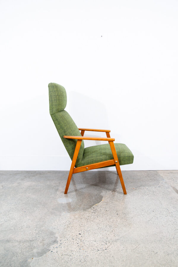 Mid Century Danish Modern Lounge Chair Armchair Green Arms Mcm Denmark Highback - Image 8