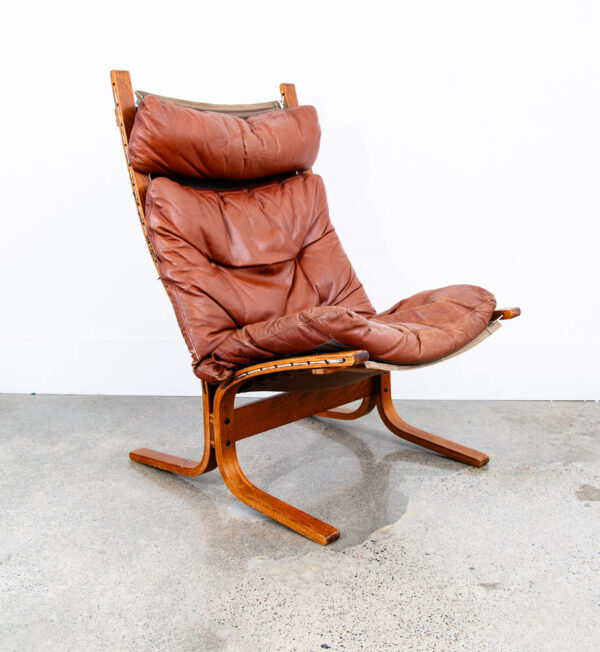 Mid Century Danish Modern Lounge Chair Red Leather Siesta Relling Westnofa Mcm