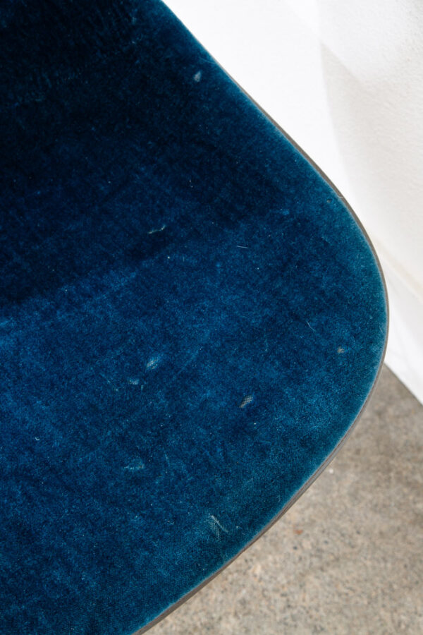 Mid Century Modern Side Shell Chair Herman Miller Eames Eiffel Base Blue Mohair - Image 9