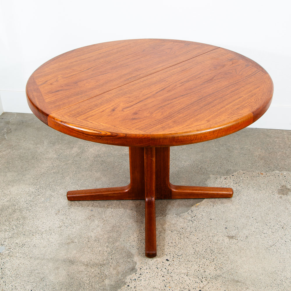Mid Century Danish Modern Dining Table Round Teak Vejle Stole Circular Restored - Image 6