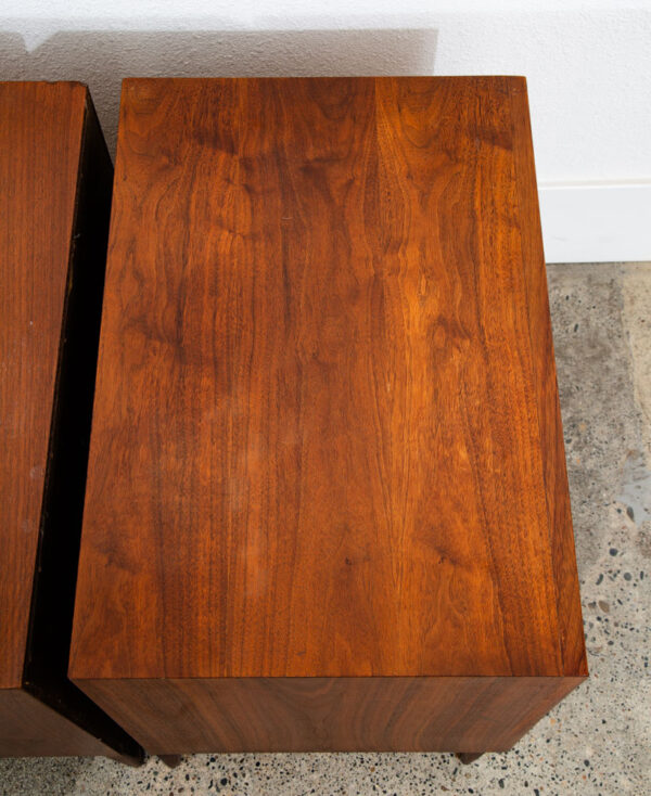 Mid Century Modern Nightstands End Side Tables Dillingham Esprit Walnut Drawer - Image 10