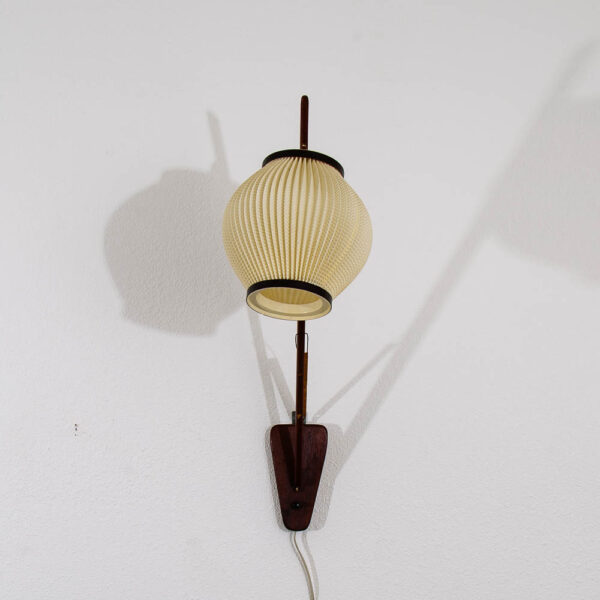 Mid Century Modern Danish Hanging Lamp Wall Sconce Solid Teak Wood Functional VG - Image 4