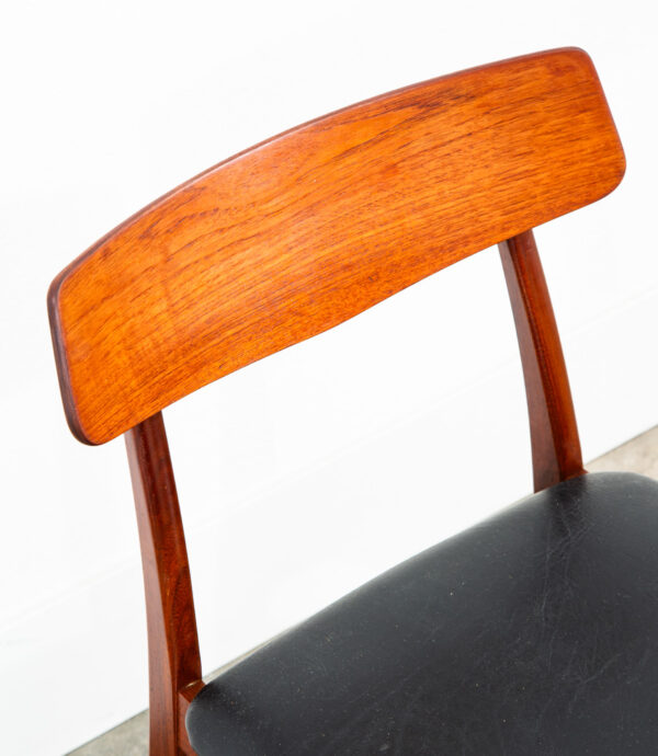Mid Century Danish Modern Dining Chairs Black Leather Set 2 Pair Teak Elgaard NM - Image 6