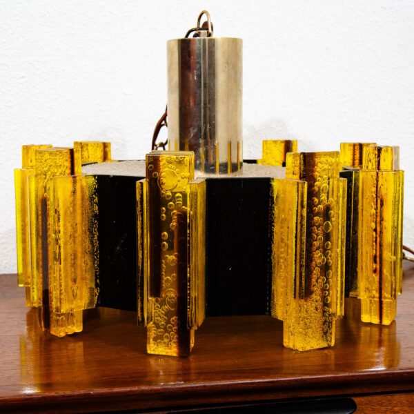 Mid Century Modern Chandelier Light Black Fogged Glass Lamp Chain Vintage Mcm - Image 7