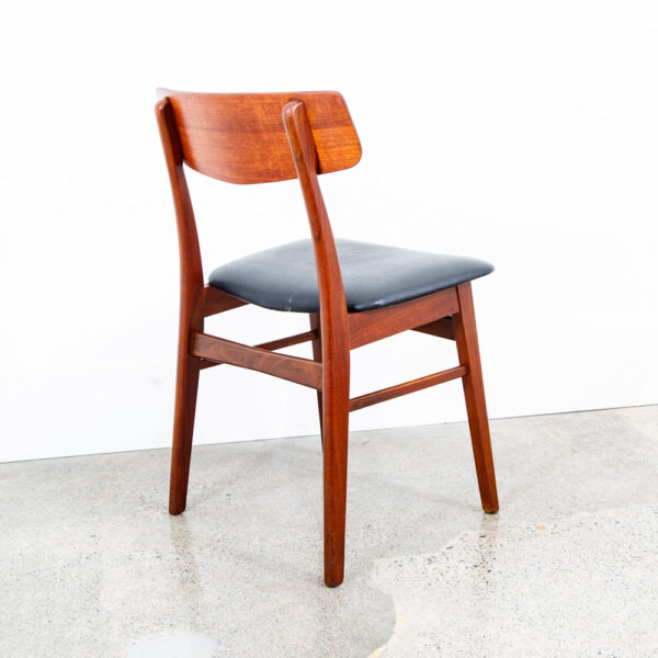 Mid Century Danish Modern Dining Chairs Black Leather Set 2 Pair Teak Elgaard NM - Image 11