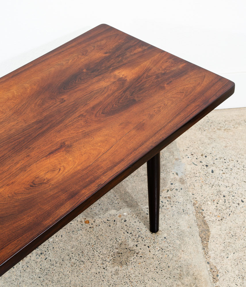 Mid Century Danish Modern Coffee Table Rosewood Mcm Vintage Surfboard 55 in Mcm - Image 9