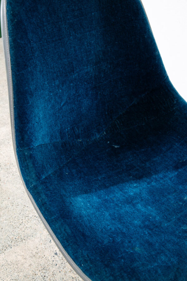 Mid Century Modern Side Shell Chair Herman Miller Eames Eiffel Base Blue Mohair - Image 12