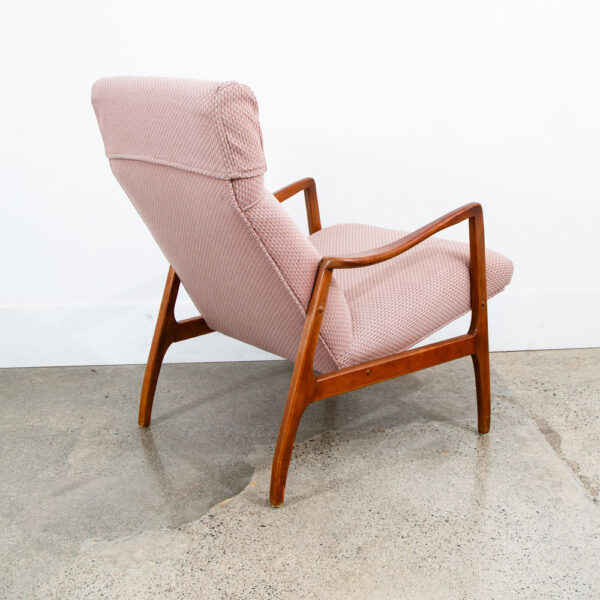 Mid Century Danish Modern Lounge Chairs Set 2 Salmon Pink Peach Armchairs Mcm - Image 4