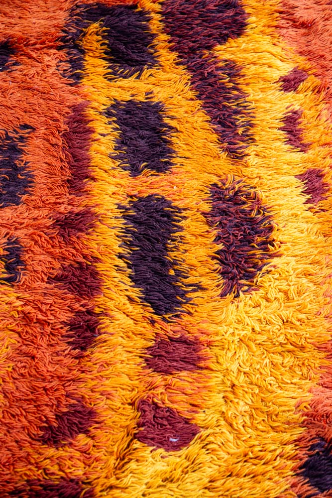 Mid Century Modern Shag Rug Ege Rya Abstract Orange Red Wool 142x93 Area Mcm XL - Image 7