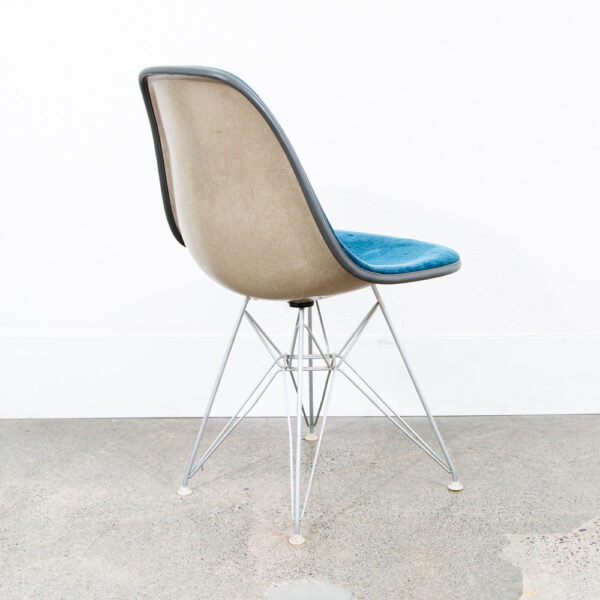 Mid Century Modern Side Shell Chair Herman Miller Eames Eiffel Base Blue Mohair - Image 5