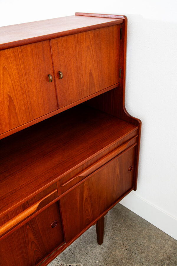 Mid Century Danish Modern Credenza Sideboard Bar Desk Teak Drawers Denmark Mcm - Image 12
