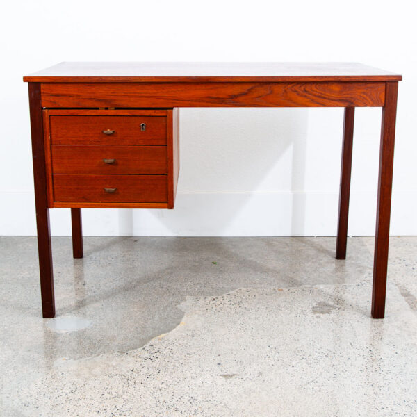 Mid Century Danish Modern Desk Executive Teak 3 Drawer Cabinet Danish Floating - Image 2
