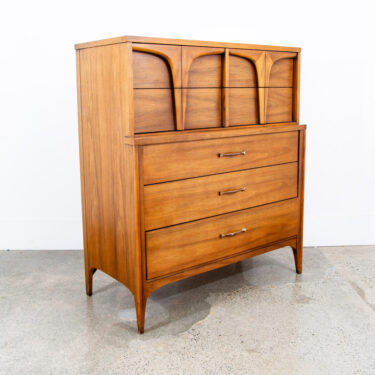 Mid Century Modern Dresser Highboy Tall Vintage Walnut Dixie Chest 5 Drawers Mcm