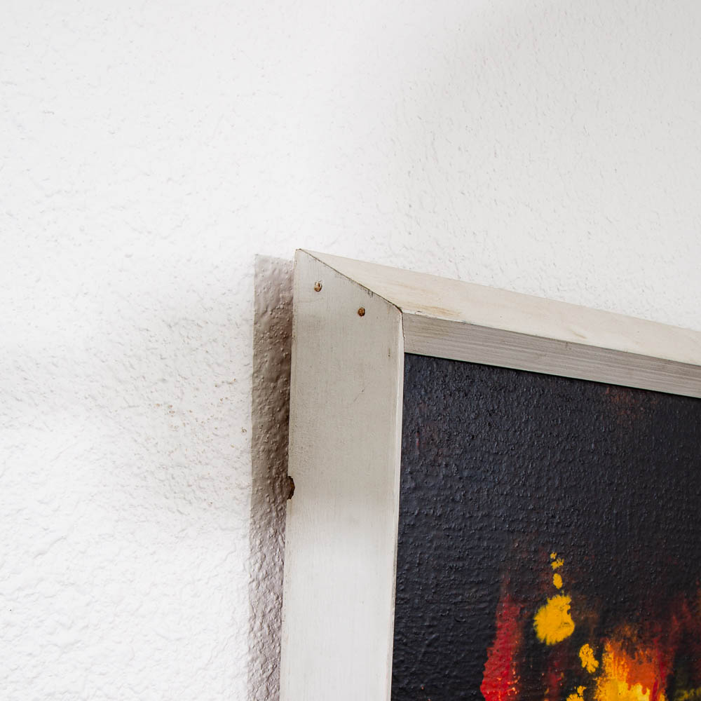 Mid Century Modern Original Art Abstract Expressionism Painting Black Yellow Mcm - Image 6