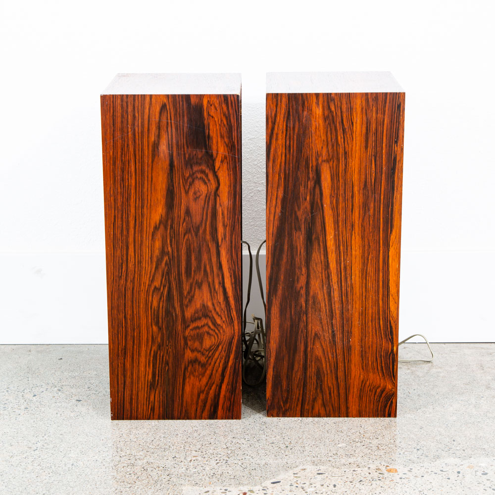 Mid Century Danish Modern Speakers Set Brazilian Rosewood Compact Vintage Hifi - Image 2