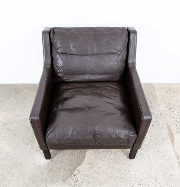 Mid Century Danish Modern Lounge Chair Black Leather Arm Denmark Mcm Armchair NM - Image 3