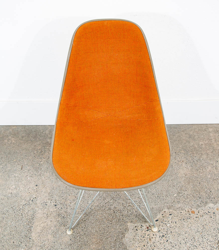 Mid Century Modern Side Chair Fiberglass Shell Orange Herman Miller Girard Tweed - Image 9