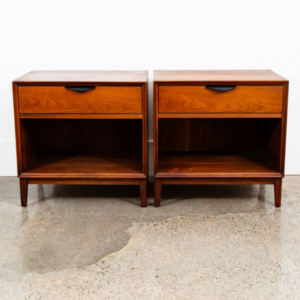 Mid Century Modern Nightstands End Side Tables Dillingham Esprit Walnut Drawer - Image 2