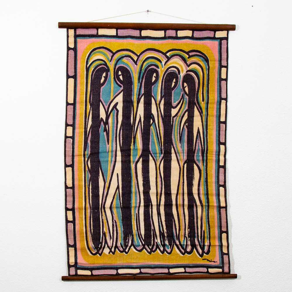 Mid Century Modern Wall Hanging Expressionist Female Figures Original Signed Art