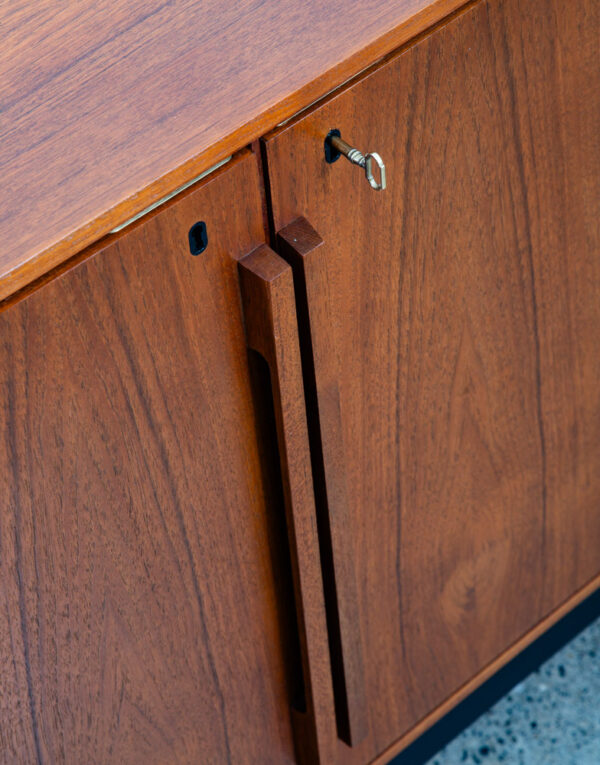 Mid Century Modern Compact Credenza Cabinet Refrigerator Storage Silkeborg Lock - Image 7