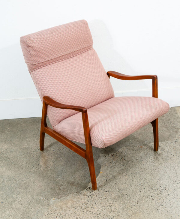 Mid Century Danish Modern Lounge Chairs Set 2 Salmon Pink Peach Armchairs Mcm - Image 8