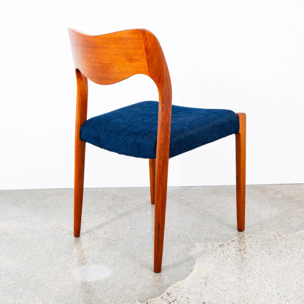 Mid Century Danish Modern Dining Chair Niels J.L Moller #71 Teak Dk Blue Denmark - Image 4