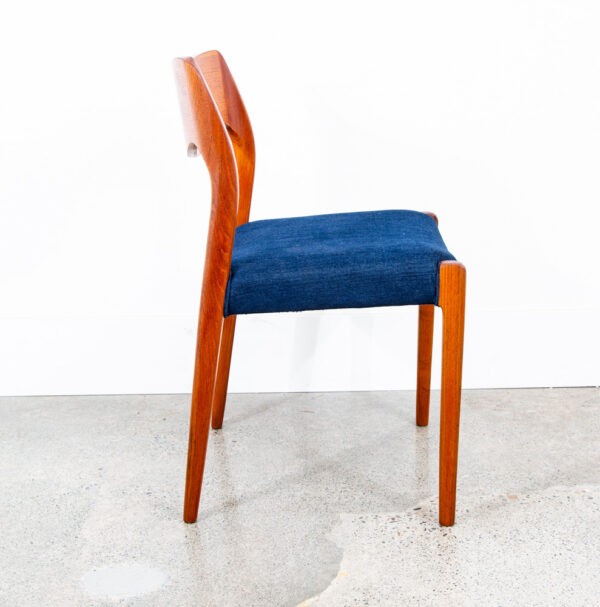Mid Century Danish Modern Dining Chair Niels J.L Moller #71 Teak Dk Blue Denmark - Image 3