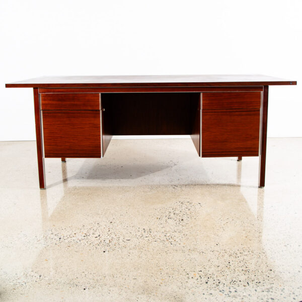 Mid Century Danish Modern Desk Executive Nipu Rosewood Metal 4 Drawer File Mcm - Image 2