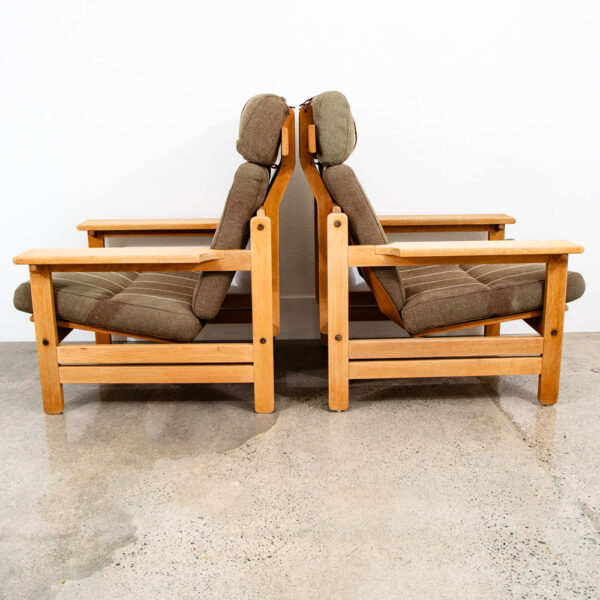 Mid Century Danish Modern Lounge Chairs Pair Oak White Aksel Dalh KP Mobler NM - Image 3