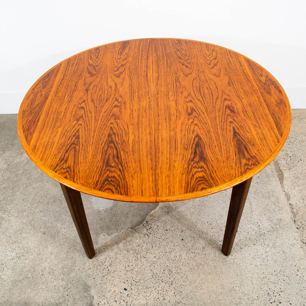 Mid Century Danish Modern Dining Table Oval Rosewood Extension x1 Denmark Round - Image 8